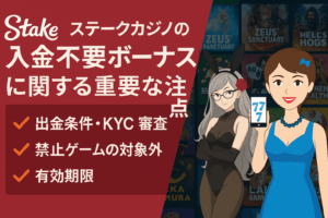 ステークカジノ 注意点 入金不要ボーナス